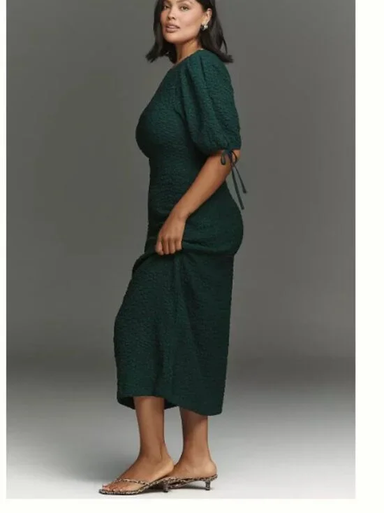 English Factory Short-Sleeve Textured Midi Dress - Picture 3 of 10